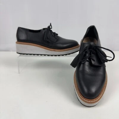 Женские черные кожаные оксфорды Derby Loeffler Randall Callie 6 B на танкетке - Изображение 1 из 4