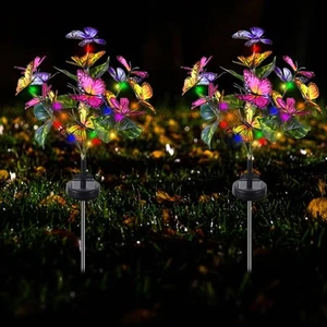 2 Pack Butterflies Garden Lights,Outdoor Solar Powered Stake with Butterflies... - Picture 1 of 7