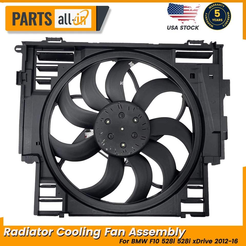 Radiator Cooling Fan Assembly Fits BMW F10 528i 528i xDrive 2012-16 17418642161 - Image 1 of 4