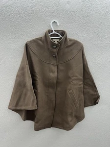 Appleseeds Womens Poncho One Size Acorn Brown Button Up Wool Blend NWTs - Picture 1 of 13