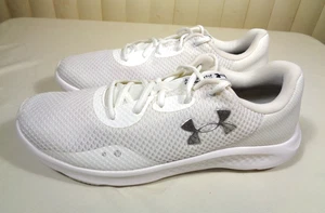 Under Armour Charged Pursuit 3 Running Shoe white /metalic men's sz 12 ~ EUC - Picture 1 of 23