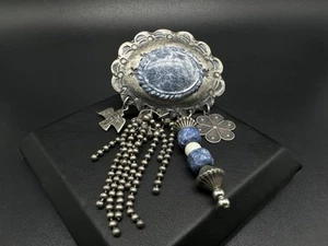 Vintage Native American Sterling Silver Unsigned Midwestern Style Brooch Pin - Picture 1 of 9