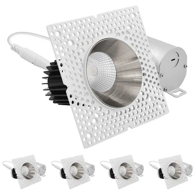Foco LED LUXRITE 3" con Borde de Níquel 15W 1100LM 5CCT Regulable ETL 4PK Foto 1 de 4