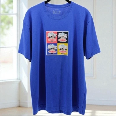 Camiseta básica artística azul brillante Paul Frank comodidad relajación fin de semana para hombre talla L Foto 1 de 4