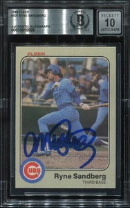 HOF RYNE SANDBERG signed autographed 1983 FLEER ROOKIE CARD RC BECKETT 10 (BAS) - Picture 1 of 2