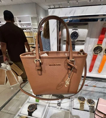 Michael Kors Jet Set Travel Women XS Leather Top-Zip Crossbody Tote Bag Luggage - Image 1 of 4