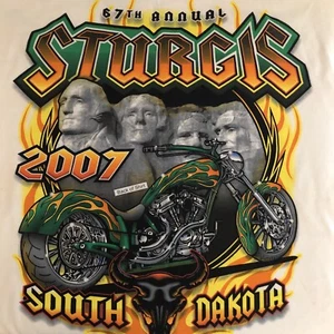 Vintage 2007 Sturgis Bike Week White  T-Shirt Gilden Mens Size L New w/o Tags - Picture 1 of 9