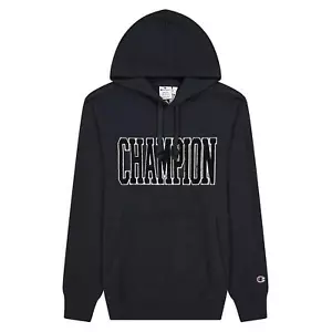 CHAMPION MEN'S EMBROIDERED BOOKSTORE LOGO HOODIE BLACK COMFY LOUNGE RETRO NEW OG - Picture 1 of 5