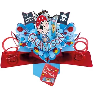 Tarjeta de cumpleaños de nieto 3D tarjeta emergente de piratas tarjeta de regalo - Imagen 1 de 3