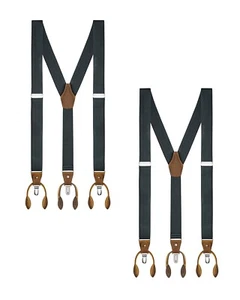 Buyless Fashion 2 Pack Suspender Men - 48" Adjustable Strap 1 1/4" Y Clip Button - Picture 1 of 77