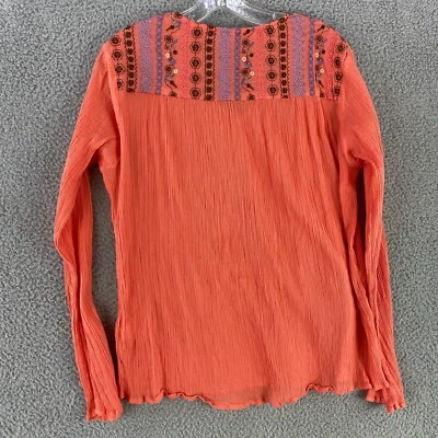 Рубашка женская Ariat XL оранжевая прозрачная хлопковая крестьянская с цветочной вышивкой родео вестерн - Изображение 1 из 4