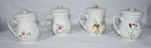 RARE! VINTAGE 2006 BELLEEK POTTERY COMPLETE SET OF 4 SEASONS COVERED MUGS - Picture 1 of 12
