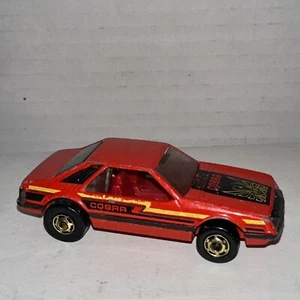 Vintage 1979 Hot Wheels Hot Ones Red Turbo Mustang Cobra gold rims yellow stripe - Picture 1 of 12