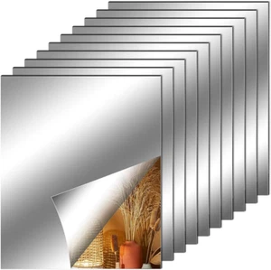 Hojas de espejo flexibles de 10 piezas, azulejos de espejo de plástico decorativos autoadhesivos - Imagen 1 de 12