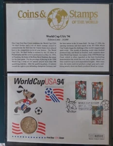 1994 USA HALF DOLLAR WORLD CUP SOCCER FOOTBALL COIN COVER - Picture 1 of 1
