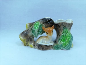 Vintage Hornsea Fauna Posy Vase Ceramic Deer Bambi Log Tree Made in England - Picture 1 of 5
