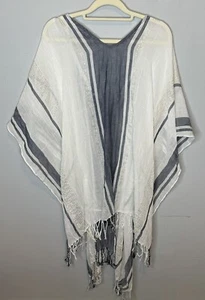 H&M Poncho New Blue White Stripe Metallic One Size - Picture 1 of 5