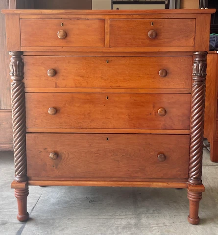 Antique Tallboy Dresser Mahogany Chest of Drawers c1900s Original Locks and Key Cover