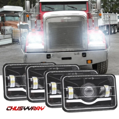 Fit Western Star 4900 Truck 4''x6" LED Headlights H4656/4651 High/Low Beam 4pcs - Image 1 of 4
