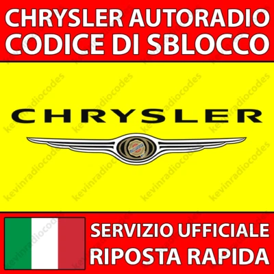 ✅CHRYSLER RADIO CODICE DI SBLOCCO 300 PT CRUISER VOYAGER R1 NTG4 UCONNECT NAVI✅ - Immagine 1 di 4