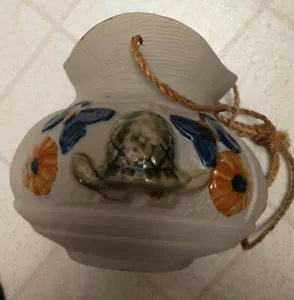 Vintage Hanging Planter, Turtle And Butterfly, Floral Design, Made In Taiwan - Picture 1 of 7