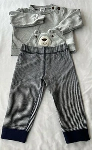 Carter's Boy Teddy Bear 2-piece Sweatshirt and Pants Outfit Set Size 12M - Picture 1 of 8