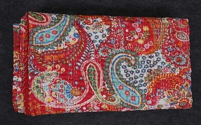 Paisley print cotton quilt bohemian style sofa throw lightweight bedspread - Image 1 of 4