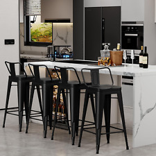 Set of 4 Counter Height Barstools Industrial Counter Stool Kitchen Bar Black New