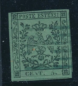FRANCOBOLLI - 1852 MODENA C. 5 VERDE VARIETA' F/362 - Imagen 1 de 1
