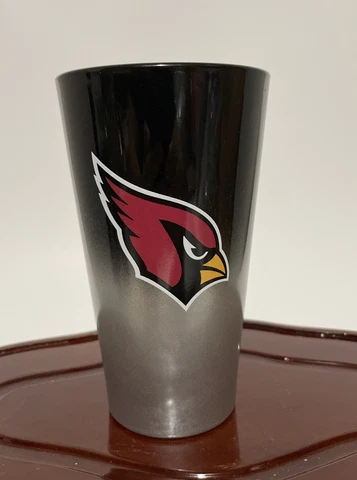 Arizona Cardinals 16oz Glass Tumbler ! EUC. NFL BlackGray Cover