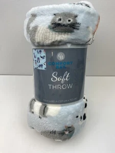 Cats Kittens Comfort Bay Soft Throw 50" x 60" Blue Super Soft Warm Cozy - New - Picture 1 of 3