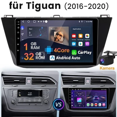 Carplay Für VW Tiguan 2016-2020 Autoradio GPS Navi BT Android Kamera WIFI DAB+ - Bild 1 von 4