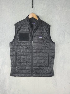 Patagonia Vest Mens Large Black Quilted Nano Puff Insulated Zip Pockets Outdoor - Picture 1 of 9