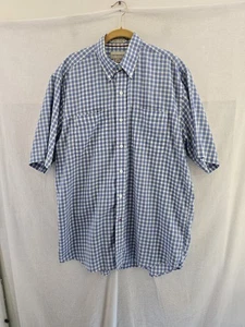 Cutter And Buck Blue Gingham Short Sleeve Cotton Button Shirt. Mens Size Large - Picture 1 of 8
