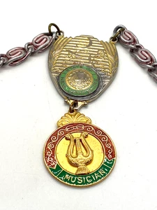 Insignia Medalla Ceremonial Músico Hijas de Rebeca Odd Fellows IOOF con cadena - Imagen 1 de 11
