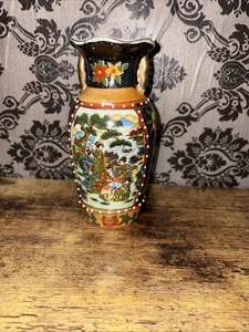 Vintage Japanese Moriage Enameled Vase with Handles - Picture 1 of 5