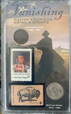 Vanishing Native American Coins & Stamps [1935 Buffalo Nickel /1900 Indian Head] - Image 1 of 4