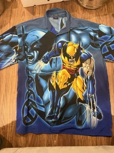 Vintage Marvel Wolverine X Herren Hemd 2001 All Over Print Button Down XL - Bild 1 von 11