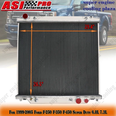 4-Row Radiator For Ford F250 F350 F450 F550 6.8L 7.3L POWERSTROKE 1999-2005 US - Image 1 of 4