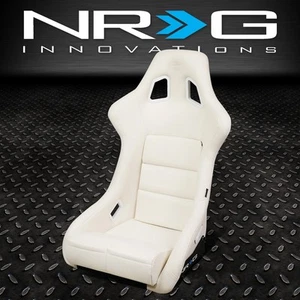 NRG INNOVATIONS FRP-302WT-V VINILO BLANCO TRASERO FIJO ASIENTO DE CARRERAS GRANDE - Imagen 1 de 6