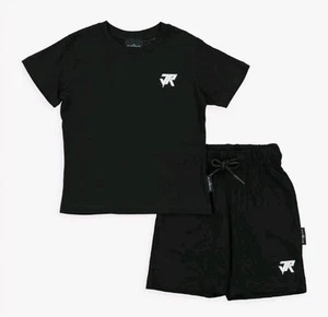 John Richmond / zweiteiliges schwarz bedrucktes Logo Short Set / Größe 8 Jahre / UVP £50 - Bild 1 von 3