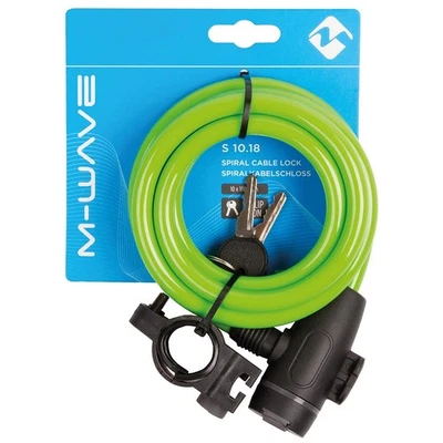 M-Wave S 10.18 10mm Spiral Cable Lock with Key & Seat Post Bracket - Durable, - Image 1 of 2