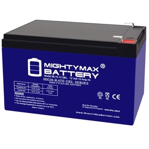 Mighty Max ML15-12 GEL 12 V 15 AH, GEL F2 Terminal, Rechargeable SLA AGM Battery - Picture 1 of 6