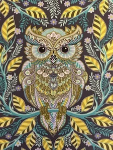NEW! TULA PINK FULL MOON FOREST II HOOTIE PATOOTIE IN STARLIGHT COTTON FABRIC HY - Picture 1 of 7