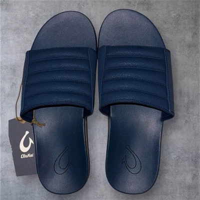 OluKai Men's 10 Maha Olu Slide Sandals Moonlit Ocean Blue - Image 1 of 4