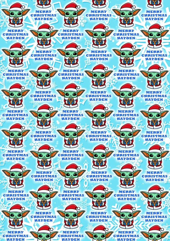 BABY YODA Personalised Christmas Gift Wrap - Star Wars Wrapping Paper - Yoda - Image 1 of 1