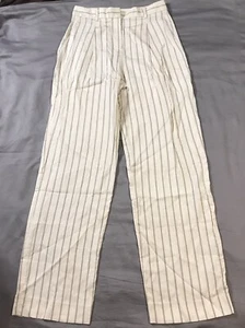 Theory Vestito Pantalone Donna 6 Bianco Crema Marrone Rigato Lucido Gamba Dritta - Foto 1 di 12