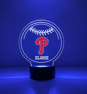 Lampada illuminazione notturna Philadelphia Phillies sport baseball LED personalizzata GRATIS! - Foto 1 di 9