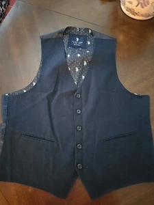 US Polo Assn sz L blue solid cotton 5 button front vest - Picture 1 of 8