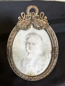 Antiker französischer verzierter Kupferrahmen mit handbemalter Miniatur-Porzellan-Plakette - 418 - Bild 1 von 10